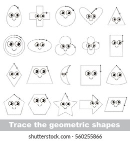 Kid game to trace and learn geometric shapes, develop drawing skill with easy gaming level for preschool kids, tracing educational educational tutorial for _