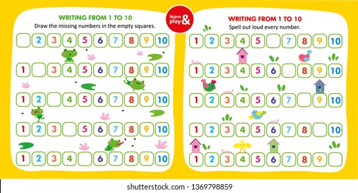 Kid Game Writing Missing Number in Empty Squares