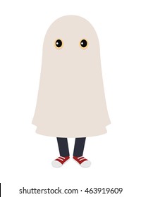 Kid in a ghost costume