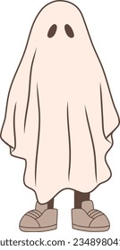 Kid Ghost Halloween Costume Vector Illustration