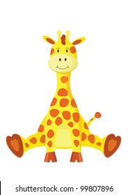 kid giraffe sitting isolated over white