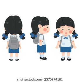 Kid girl character in different poses 