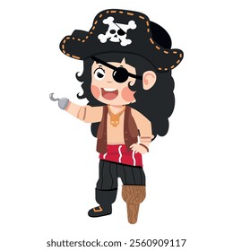 kid girl character in pirate costume