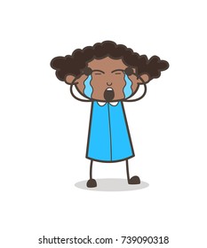 Kid Girl Crying Loudly Vector