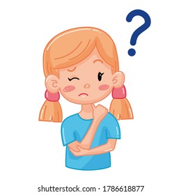 Kid girl with different emotions. Isolated illustration on white background. Vector. Cartoon. Flat. Face expression