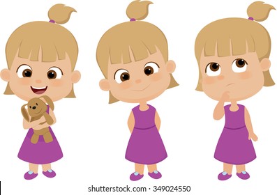 Kid girl with different pose.vector and illustration
