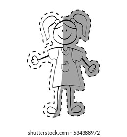 Kid girl draw icon vector illustration graphic design