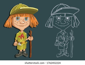 kid girl explorer following path
