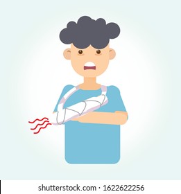 kid girl with fracture arm vector