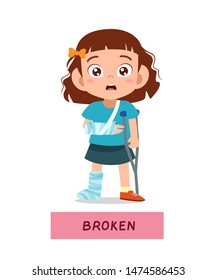 kid girl with fracture leg vector