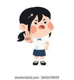 Kid Girl Gesturing No Illustration cartoon