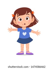 kid girl having chicken pox vector