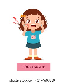 kid girl having toothache vector