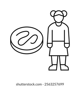 kid girl helminth worm line icon vector. kid girl helminth worm sign. isolated contour symbol black illustration