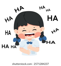 Kid girl  laughing character cartoon