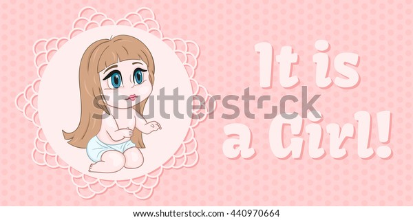 kid girl light brown hair anime stockvektorgrafik