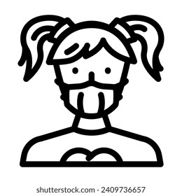 kid girl medical mask line icon vector. kid girl medical mask sign. isolated contour symbol black illustration
