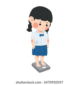 Kid girl on weighing scale weight