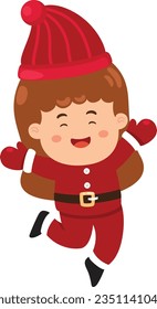 kid girl in red santa clothes