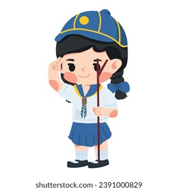 Kid girl scout thai uniform cartoon