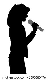 Kid girl singing a song with microphone 
