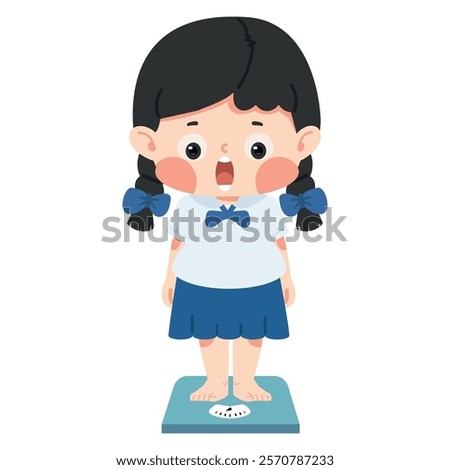 Kid Girl standing on scales