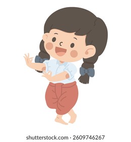 Kid girl student Thai dancer