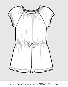 KID GIRL AND TEEN GIRL JUMPSUIT FLAT SKETCH