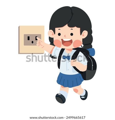 Kid girl is touching a electrical socket