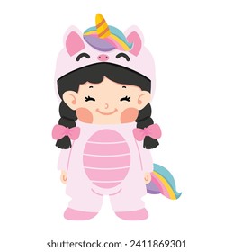 Kid girl unicorn costume cartoon