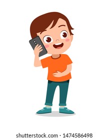 kid girl using smartphone vector