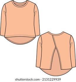 KID GIRL WEAR TOPS FRONT AND BACK VECTOR