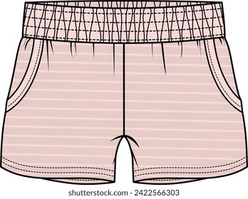 KID GIRLS BOTTOM WEAR SHORTS WITH POCKETS AND STRIPES VECTOR ILLUSTRATION