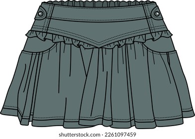 KID GIRLS BOTTOM WEAR SKIRT VECTOR