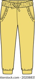 KID GIRLS BOTTOM WEAR SWEATPANTS JOGGER WITH FRILLS VECTOR