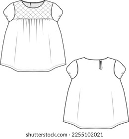 KID GIRLS NEW BORN WEAR  DRESS FASHION FLAT DESIGN VECTOR