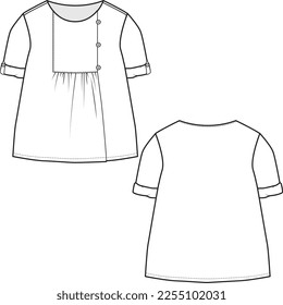 KID GIRLS NEW BORN WEAR  DRESS FASHION FLAT DESIGN VECTOR