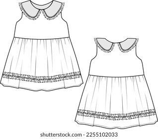 KID GIRLS NEW BORN WEAR  DRESS FASHION FLAT DESIGN VECTOR