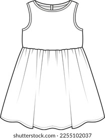 VECTOR DE DISEÑO PLANO DE VESTIDO DE VESTIDO DE MODA PARA NIÑAS NUEVAS