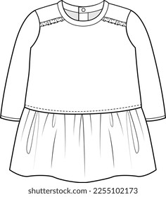 KID GIRLS NEW BORN WEAR  DRESS FASHION FLAT DESIGN VECTOR