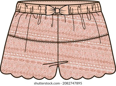 KID GIRLS TEENS BOTTOM WEAR SHORTS KNICKER VECTOR ILLUSTRATION