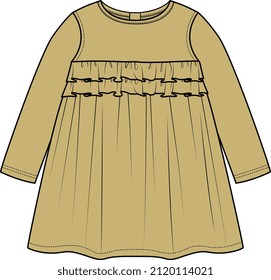 KID GIRLS WEAR DRESS VECTOR SKETCH