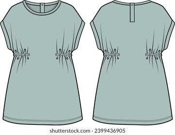 KID GIRLS WEAR KNIT DRESS FRONT AND BACK VECTOR ILLUSTRATION