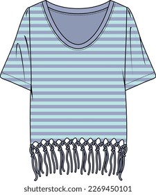 KID GIRLS WEAR KNOTTED KNIT TOP WITH STRIPE DETAIL VECTOR