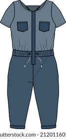 KID GIRLS WEAR PINAFORE DRESS DENIM JEANS JUMPSUIT VECTOR ILLUSTRATION