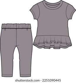 KID GIRLS WEAR TOP AND TROUSER SET VECTOR