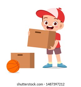 kid give donation vector illustration