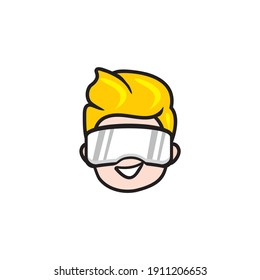kid with glasses for Geek Logo, Vector Logo template