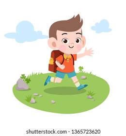 kid go to school vector illustration