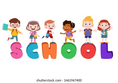 kid go to school vector illustration isolated